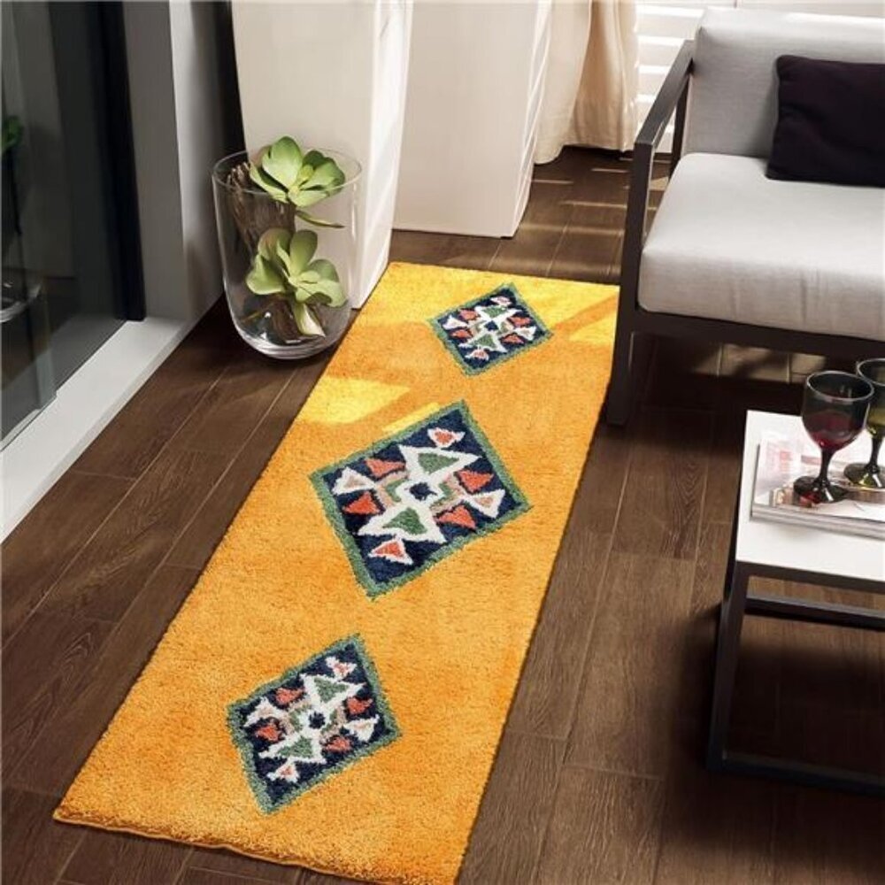 NEW Yellow Boho Area Rug